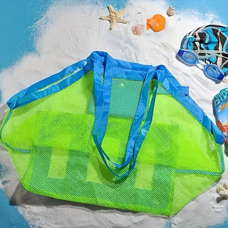 sac de plage portable anti-sable pour enfants, filet de rangement pour jouets de plage, serviettes, sacs de rangement imperméables de grande capacité pour jouets d'extérieur