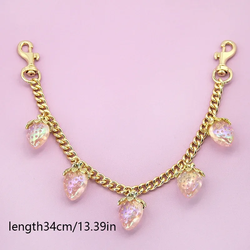 chaîne de suspension pour sac en alliage de zinc diy avec pendentif cerise, chaîne de transport détachable pour sac à bandoulière, chaîne d'extension pour sac à main pour femme