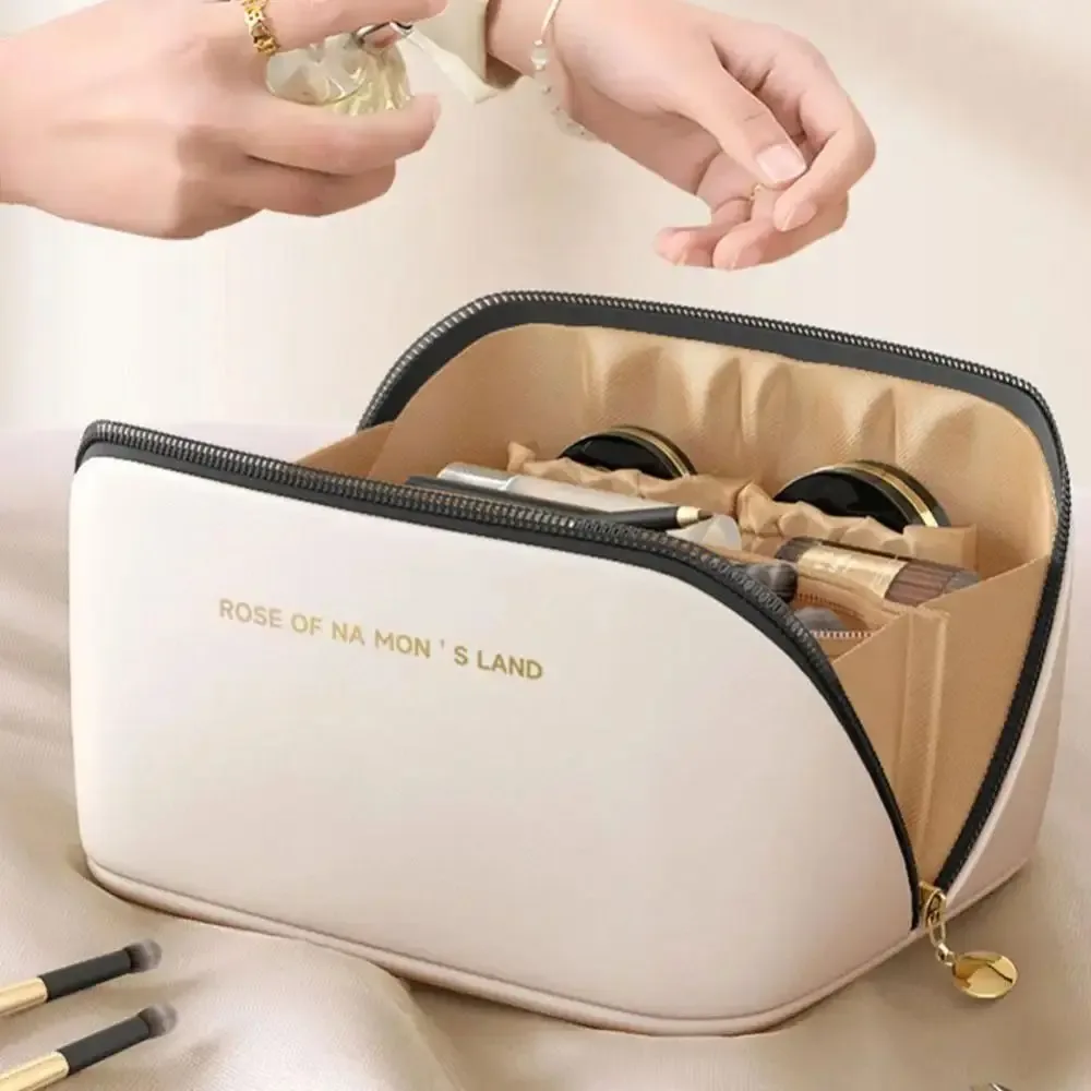 sac de maquillage portable tendance, grande capacité, sac de voyage organisateur multi-compartiments, trousse de toilette en pu