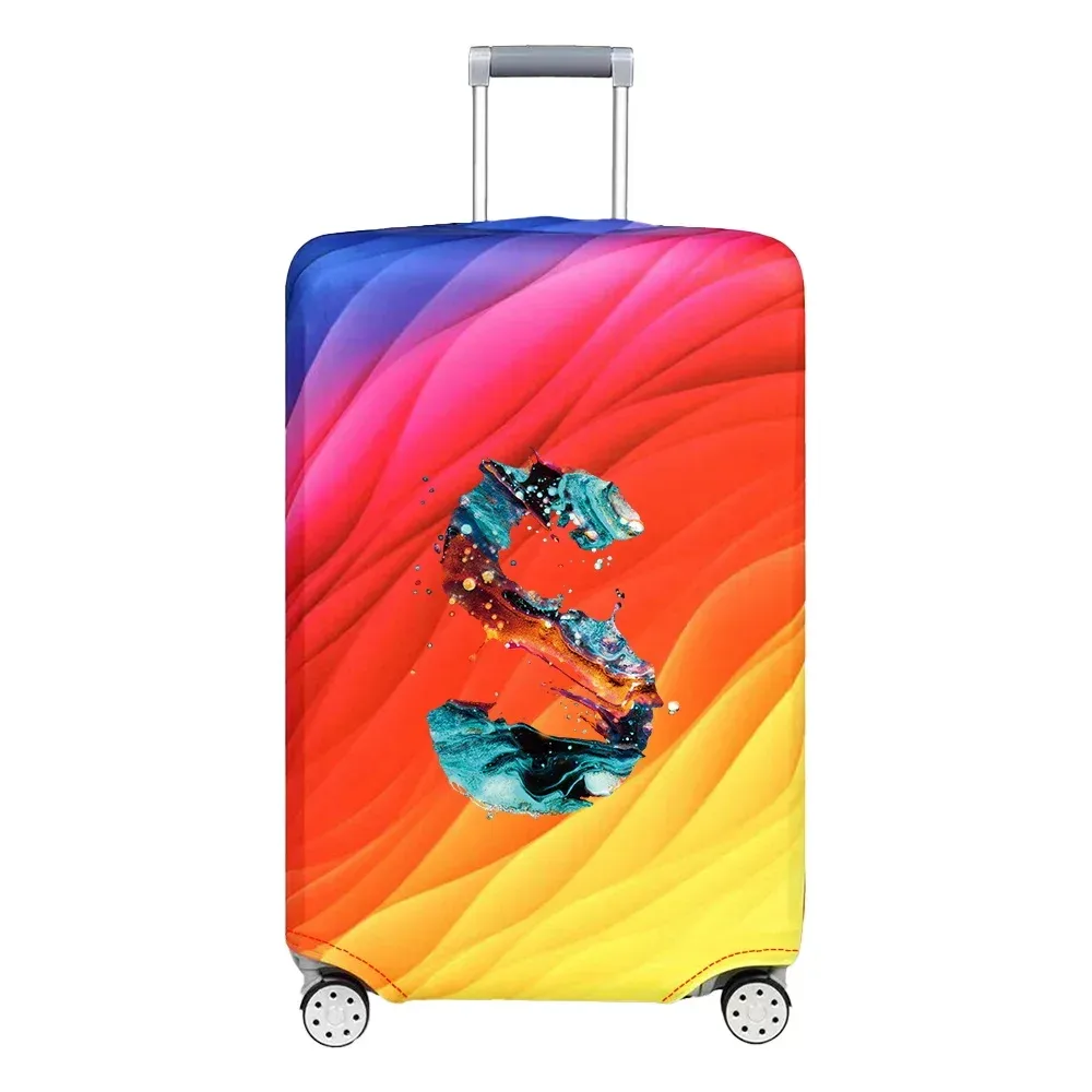 juste de bagage de voyage, housse de protection, motif de lettre de peinture, tissu de commande anti-poussière, étui à bagages, 18-32 po