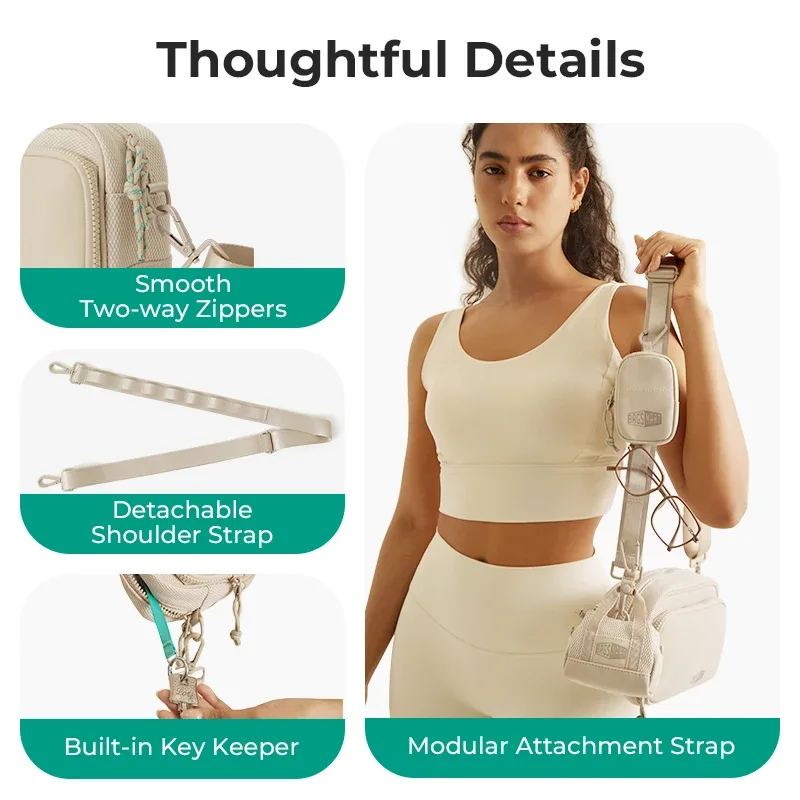 bagsmart sac à bandoulière pour femme sac à bandoulière décontracté d'entraînement portefeuilles mains libres sac de ceinture grande capacité sacs banane d'extérieur pour hommes
