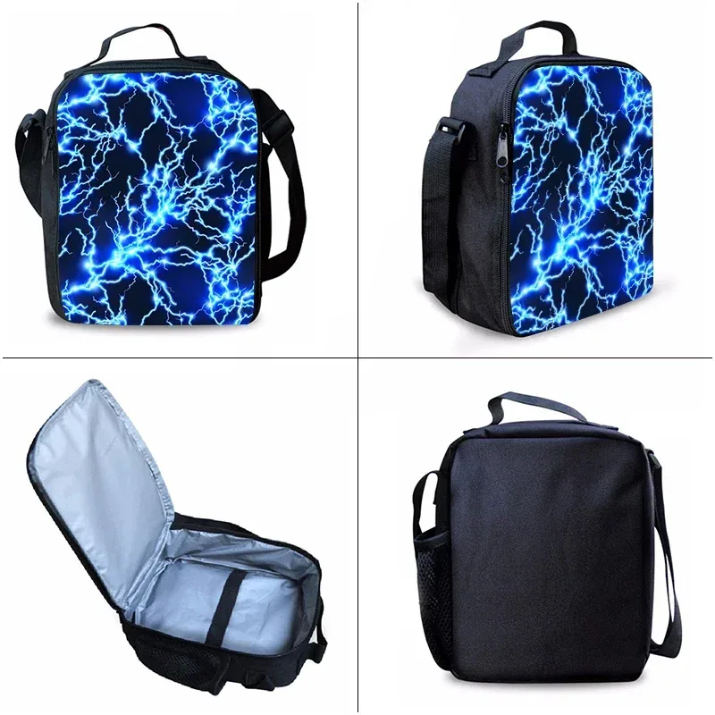 ensemble de sacs à dos trois pièces thème éclair et foudre pour garçons et filles – meilleurs cadeaux – sac à dos scolaire 2d plat à motif dessin animé pour enfants
