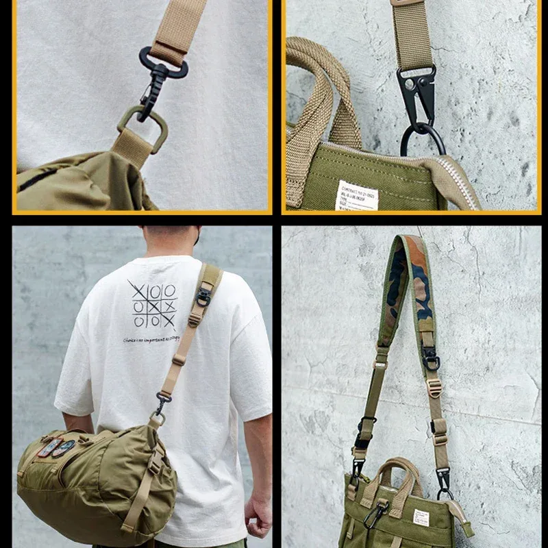 sangle tir camouflage noir gris tissu résistant clips métalliques boucle serrage accessoire sport militaire nylon