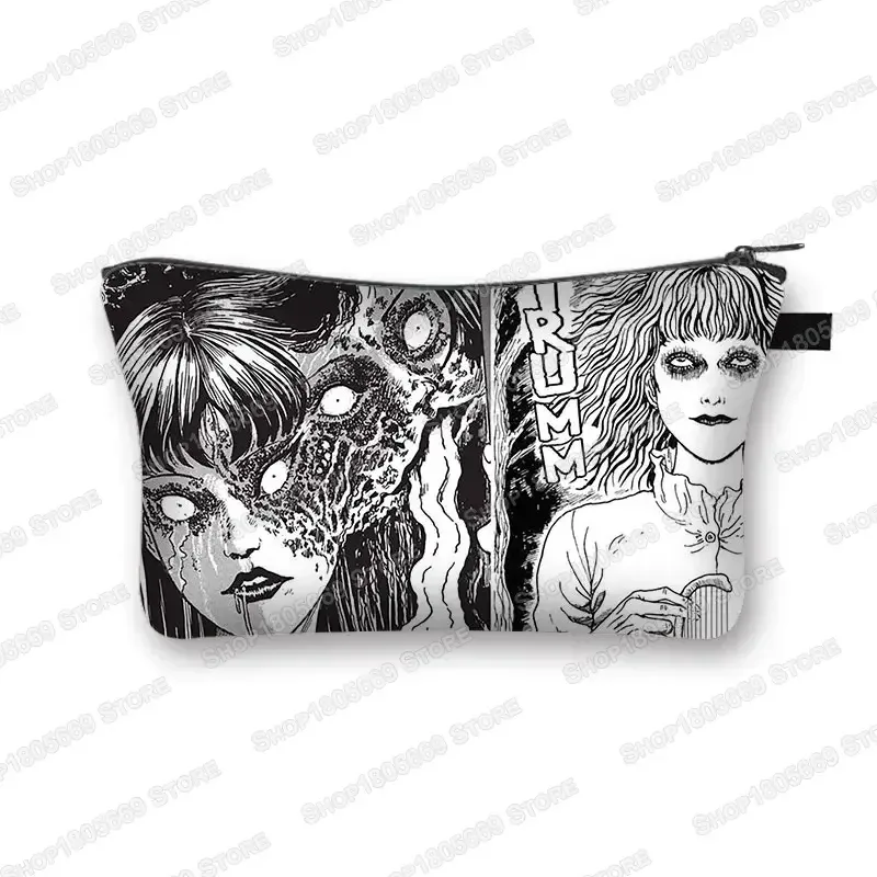 trousse à cosmétiques imprimée manga d'horreur tomie spiralized pour femmes, trousse de maquillage, rouge à lèvres, trousse de toilette, mini sac à main pour filles, trousse à cosmétiques