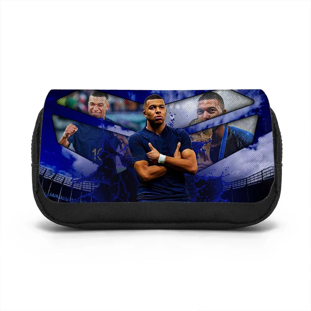 trousse de papeterie grande capacité double compartiment m-mbappe, motif étoile de football, pour étudiants