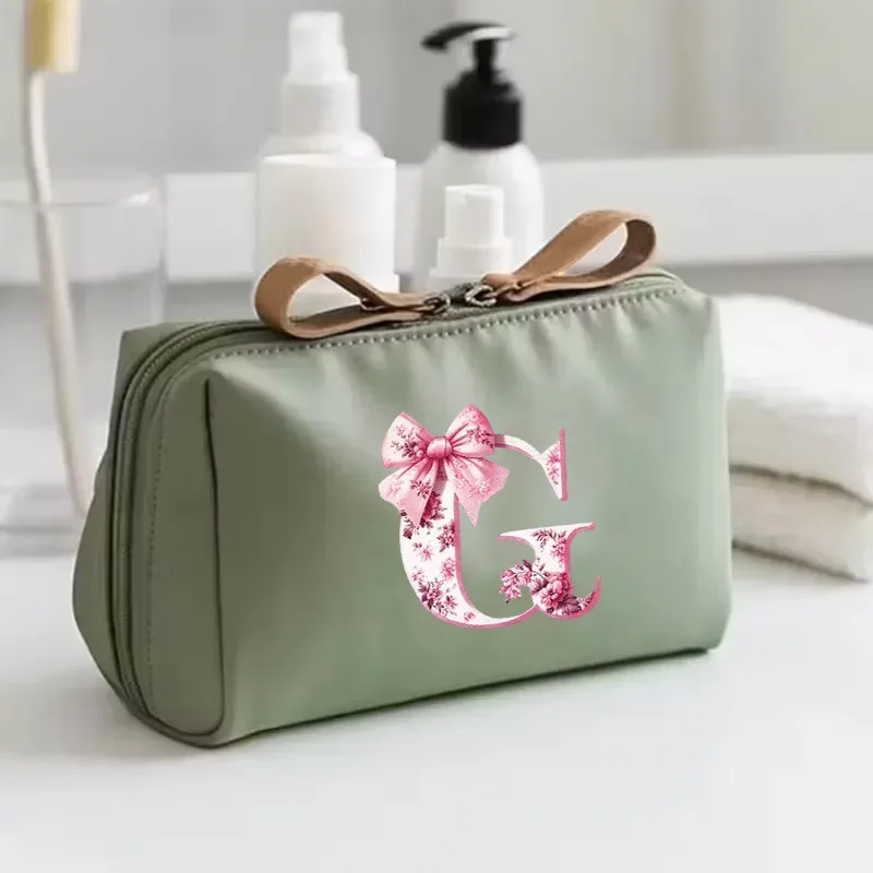 sac à main pour femme avec 26 lettres florales en forme de nœud, trousse de maquillage, sac de rangement, cadeau de la saison de la rentrée scolaire, saint-valentin, anniversaire