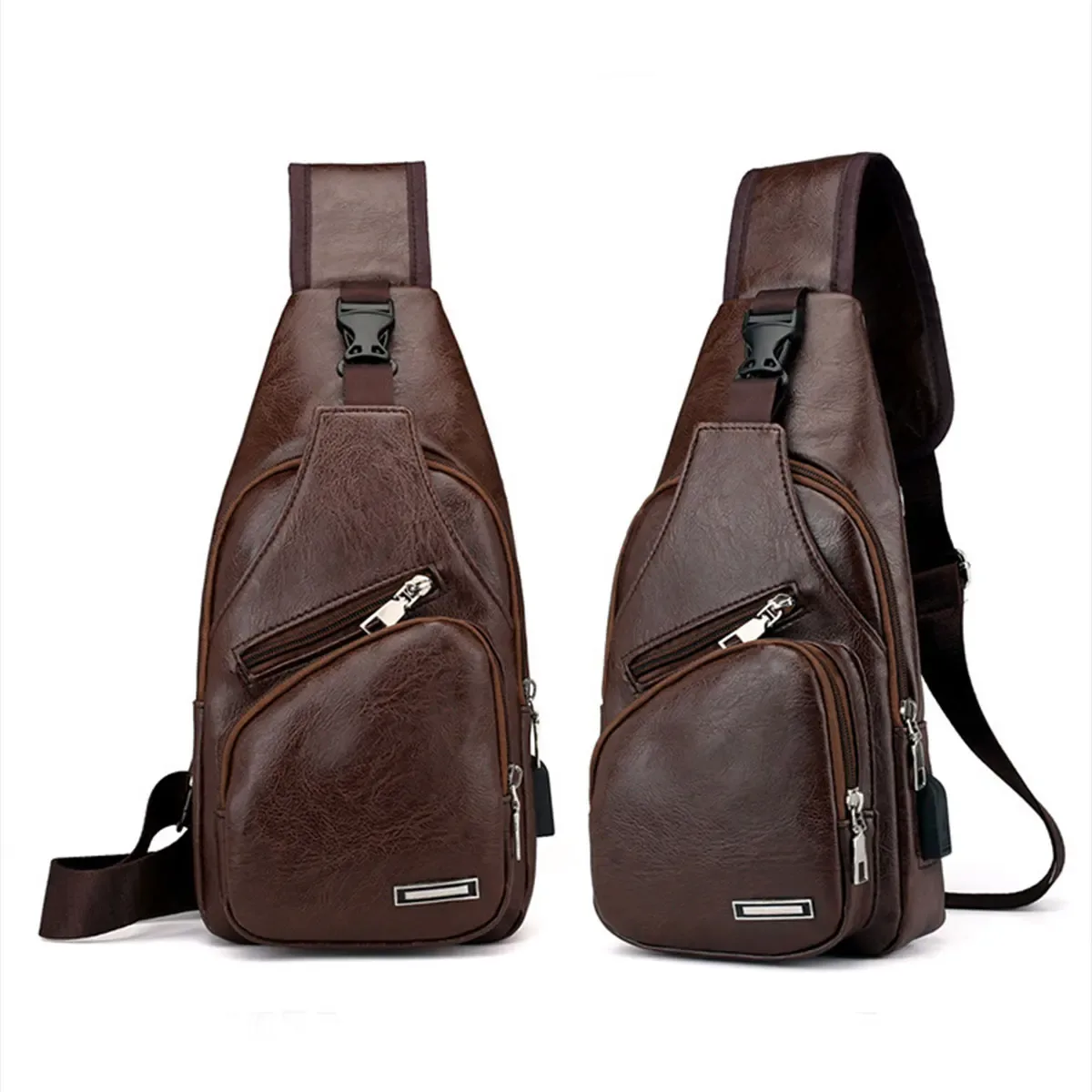 nouveau sac à bandoulière décontracté pour homme, sac de poitrine grande capacité pour sports de plein air, sac bandoulière multifonctionnel en pu pour homme