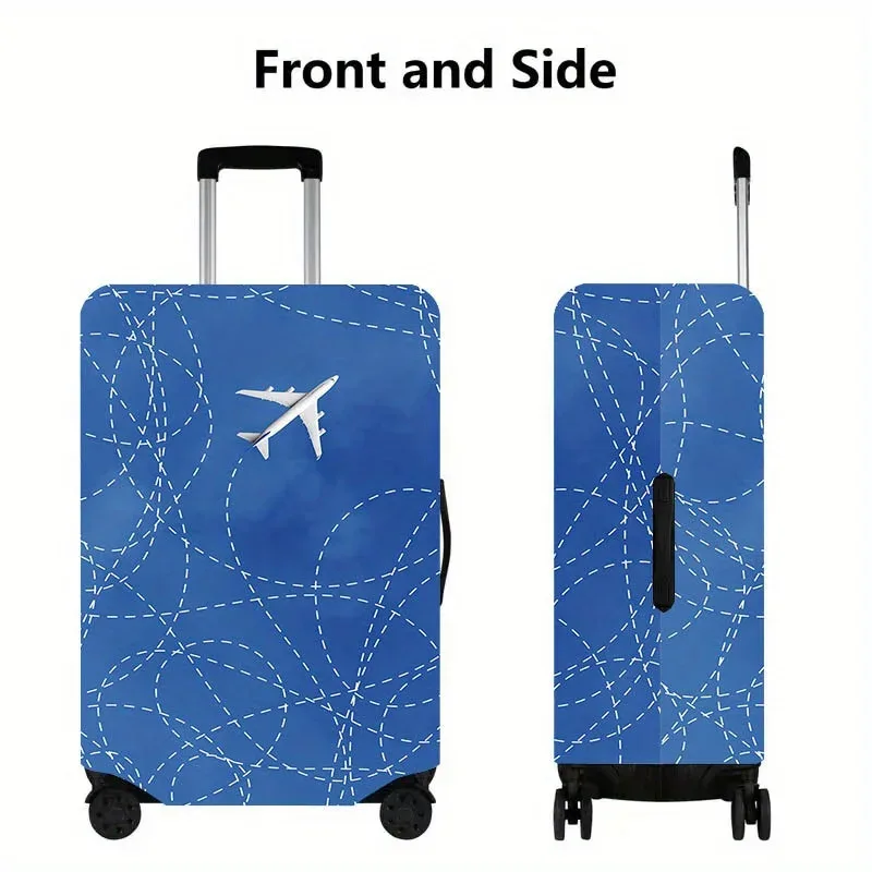 housse de bagage imprimée avec motif d'avion, accessoire de voyage extensible anti-poussière, convient aux valises de 18 à 32 pouces
