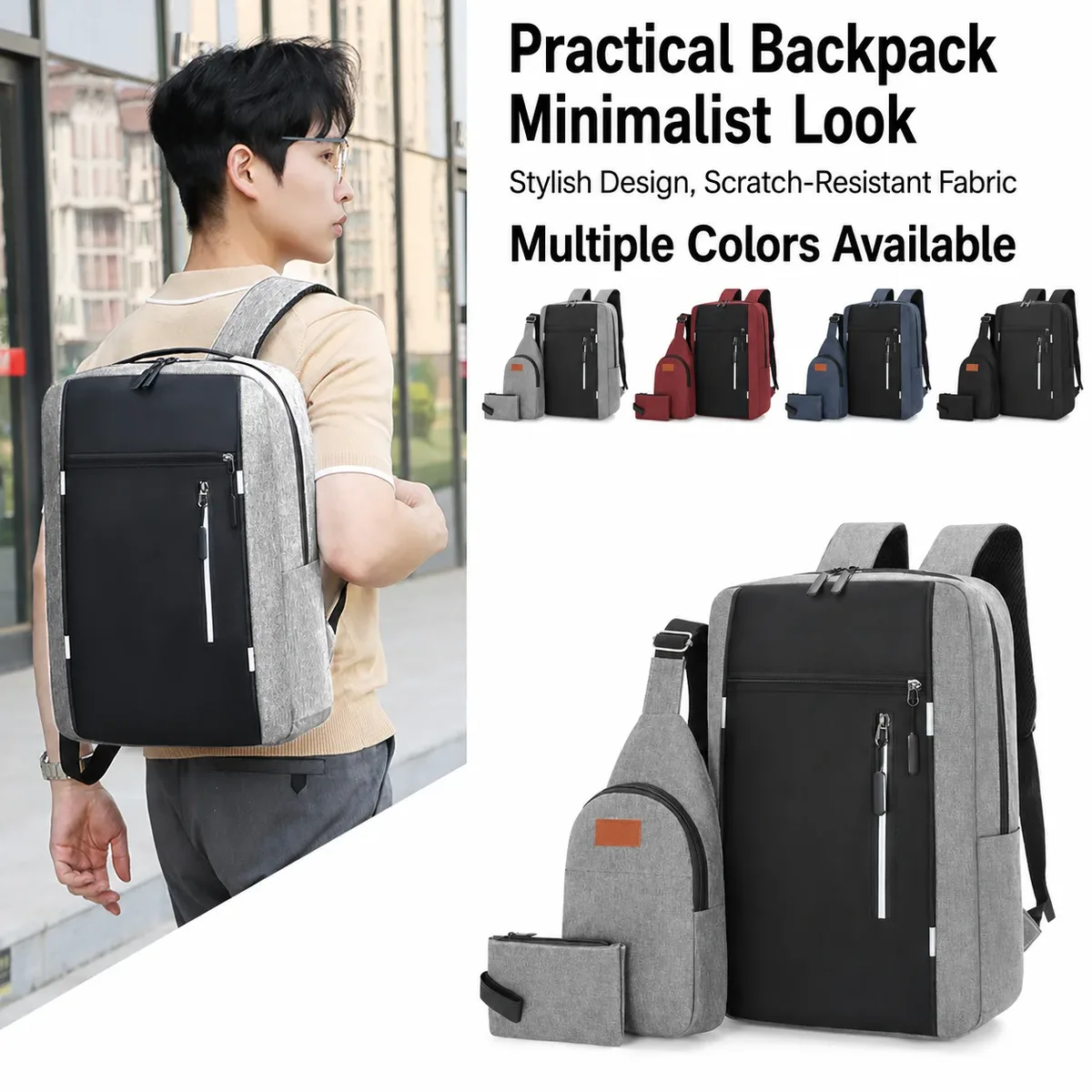 sac à dos pour ordinateur portable avec pochette de rangement résistante aux rayures, chargement usb, sac à bandoulière minimaliste pour les voyages en plein air et les trajets quotidiens
