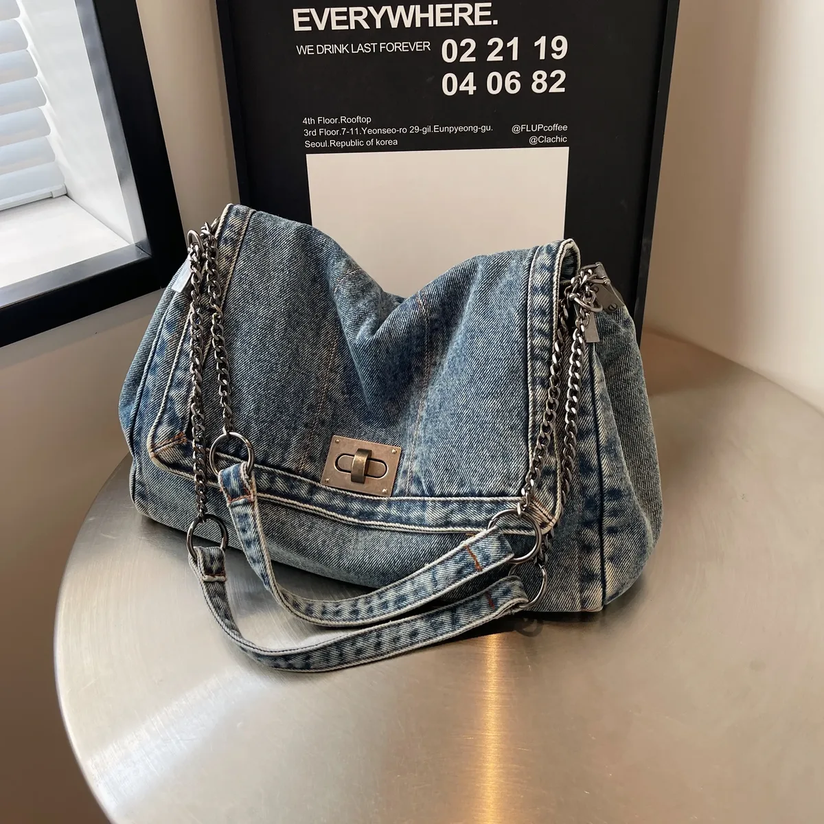sac à bandoulière en denim pour femme, fourre-tout de grande capacité, décontracté, à la mode, nouvelle collection 2025