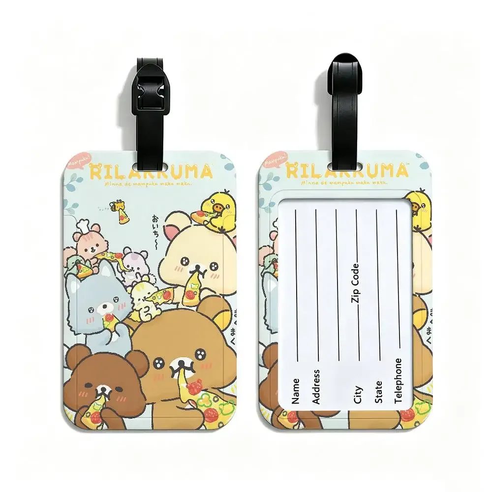 étiquette bagage plastique pvc motif rilakkuma fruits coeurs ballons rectangle poignée anti-perte voyage école usage journalier