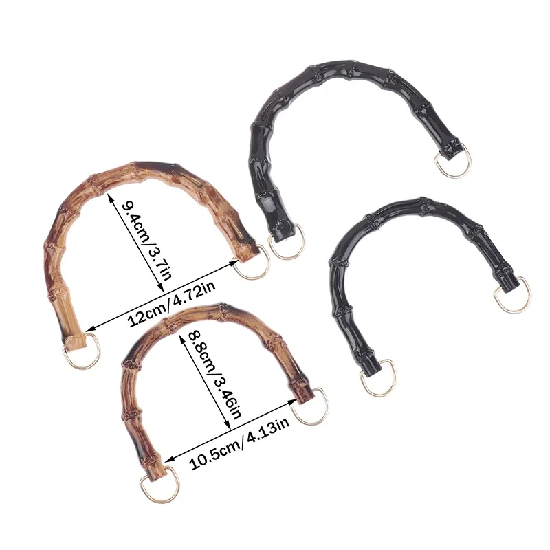 poignée sac plastique bambou ornamentation marron clair anses incurvées boucles dorées projet bricolage usage polyvalent remplacement sac main sacs paille bricolage