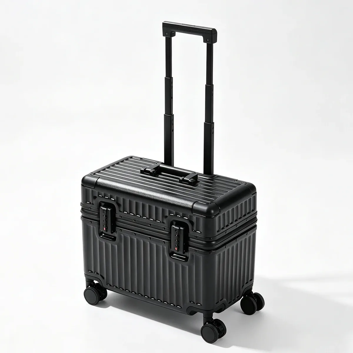 valise cabine en aluminium de 18 pouces, petite valise à roulettes adaptée aux voyages courts, aux affaires et à l'utilisation au bureau, avec roues universelles et serrure douanière.