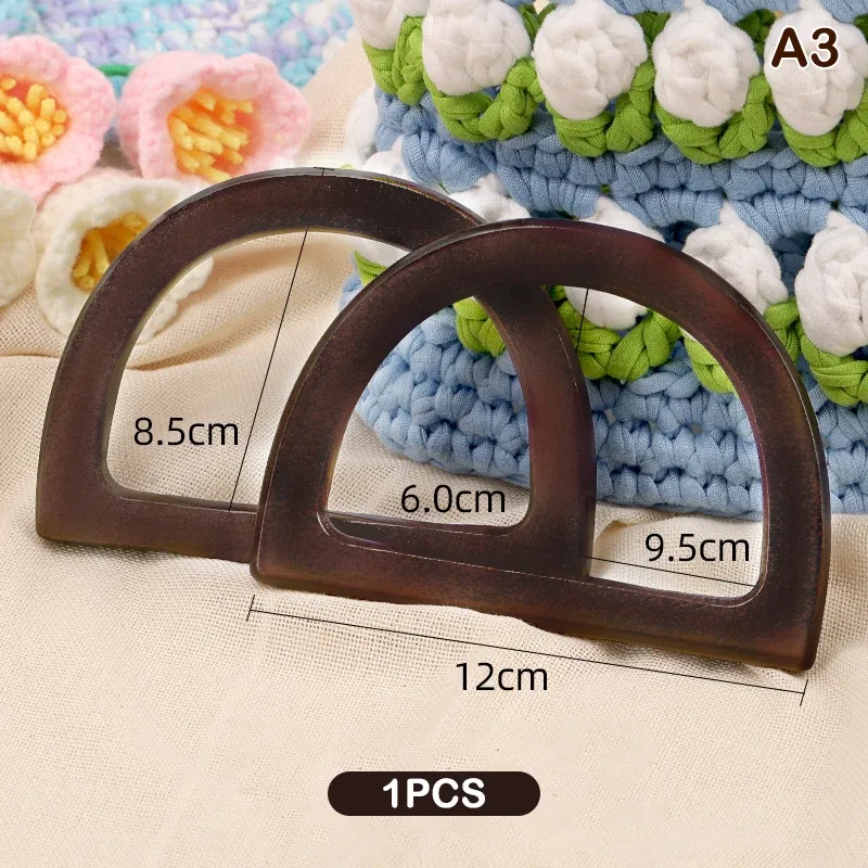 sacs en bois/plastique en forme de d, poignée de remplacement, sacs de bricolage fabriqués à la main, accessoires, sac à main, poignée fourre-tout, poignée demi-ronde