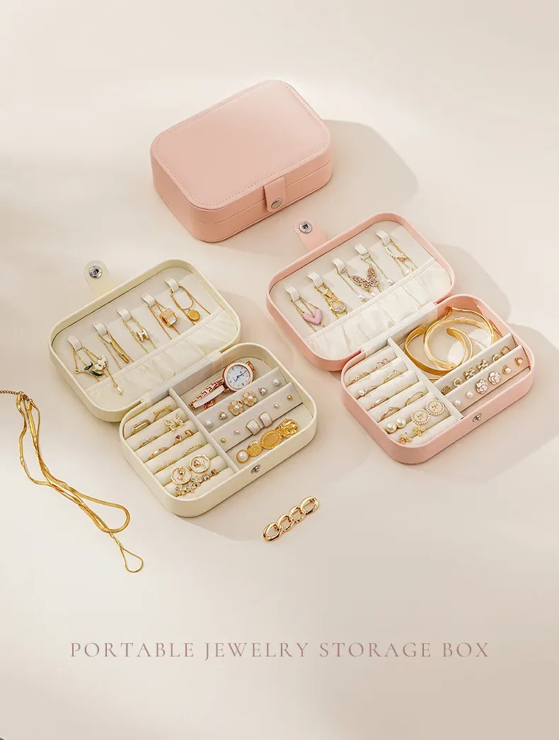 étui à bijoux de voyage, petite boîte à bijoux, boîte à bijoux de voyage portable, plateaux, organisateur, présentoir, mallette de rangement pour bagues et boucles d'oreilles