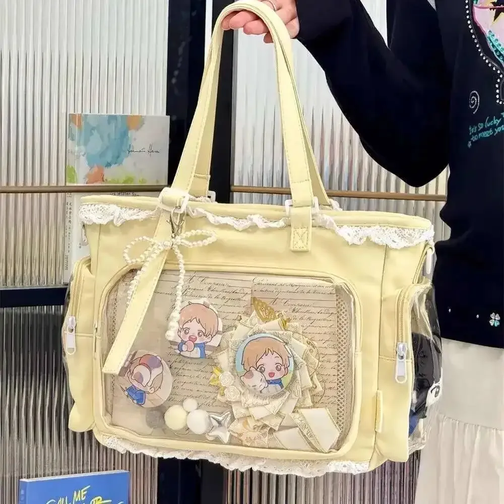 y2k mignon japonais ins ita sac lolita fille fourre-tout transparent sac à bandoulière grande capacité sac à bandoulière décontracté bricolage affichage sacs à main