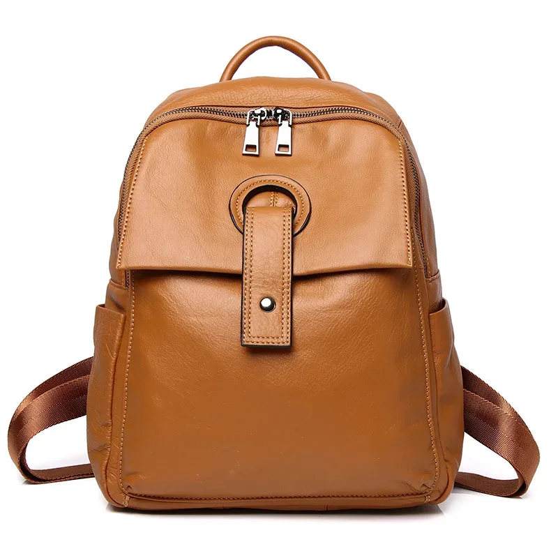sac à dos de voyage en cuir véritable pour femme, sac à dos d'école pour adolescentes, sac à dos en peau de vache souple, mode classique, nouveau