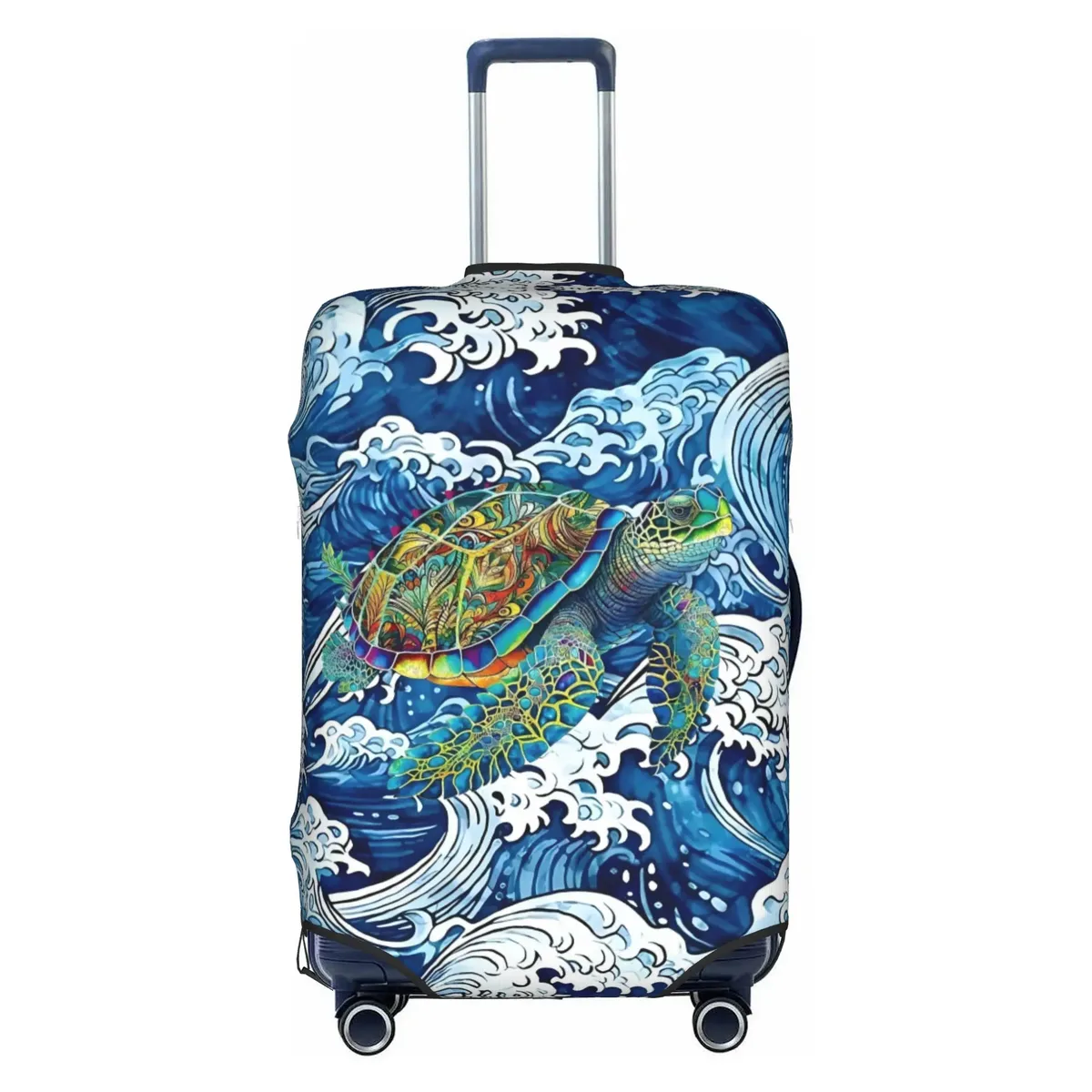 housse de protection pour valise, motif tortues marines sur fond bleu marine, mignonne, convient aux valises de 18 à 32 pouces