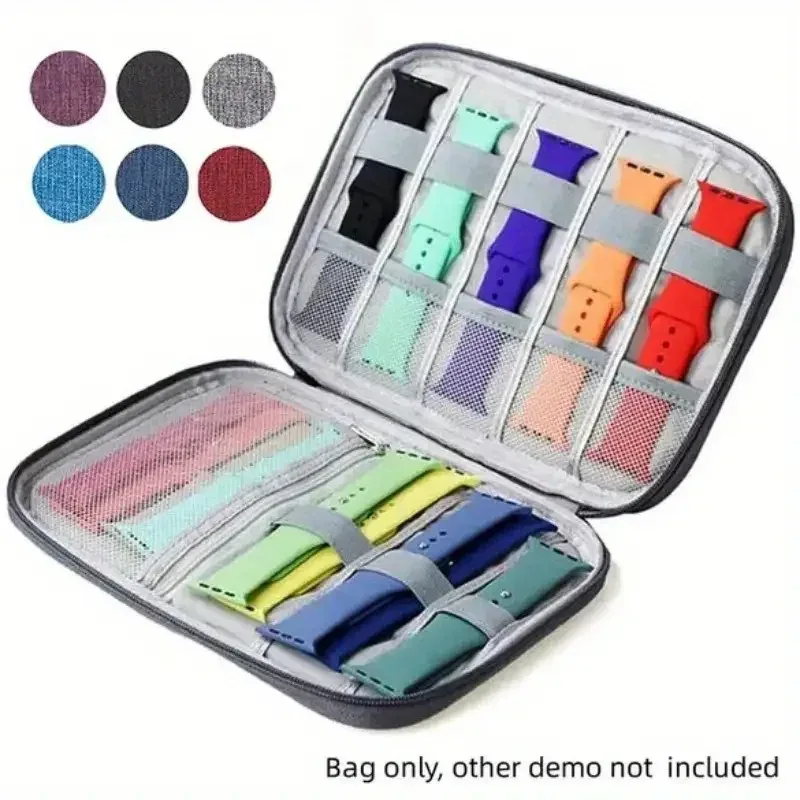 pochette organisatrice nylon gris compartiments maille bracelets montres voyage capacité grande taille petite affaires