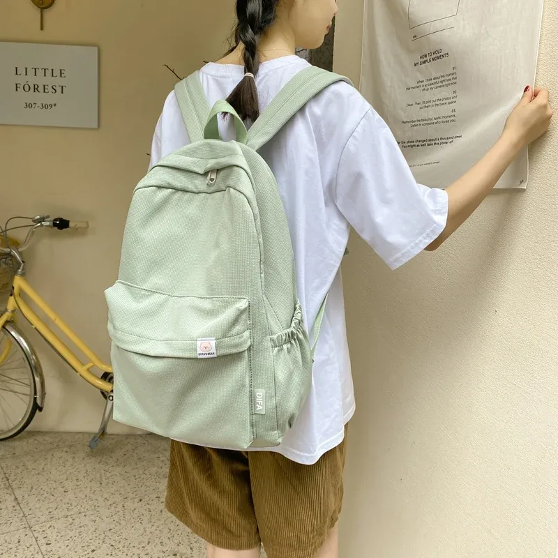 sac à dos en nylon de couleur unie pour femmes et adolescentes, de haute qualité, étanche, de style collégien, de voyage, d'école, nouvelle collection