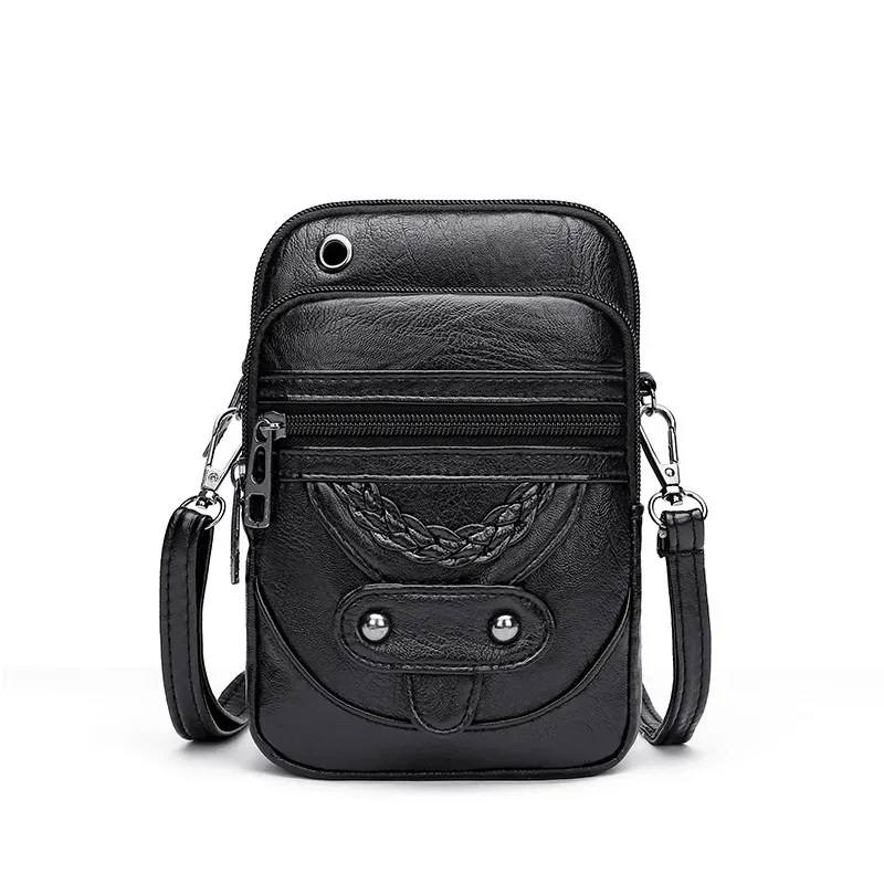 petit sac à bandoulière multifonctionnel en cuir pu souple pour femmes, sac à bandoulière vintage, porte-monnaie pour téléphone portable, sac à main baga