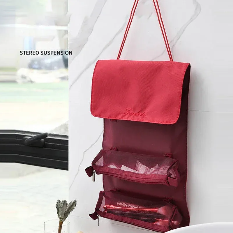 sac de maquillage fendu, trousse de toilette de voyage, trousse de maquillage de voyage, sac de rangement de voyage portable multifonctionnel