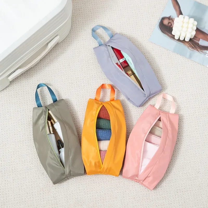 sac de rangement de cosmétiques de voyage portable, sac de lavage pliable à fermeture éclair, pochette de rangement de chaussettes et de sous-vêtements pour valise de voyage, sac de finition