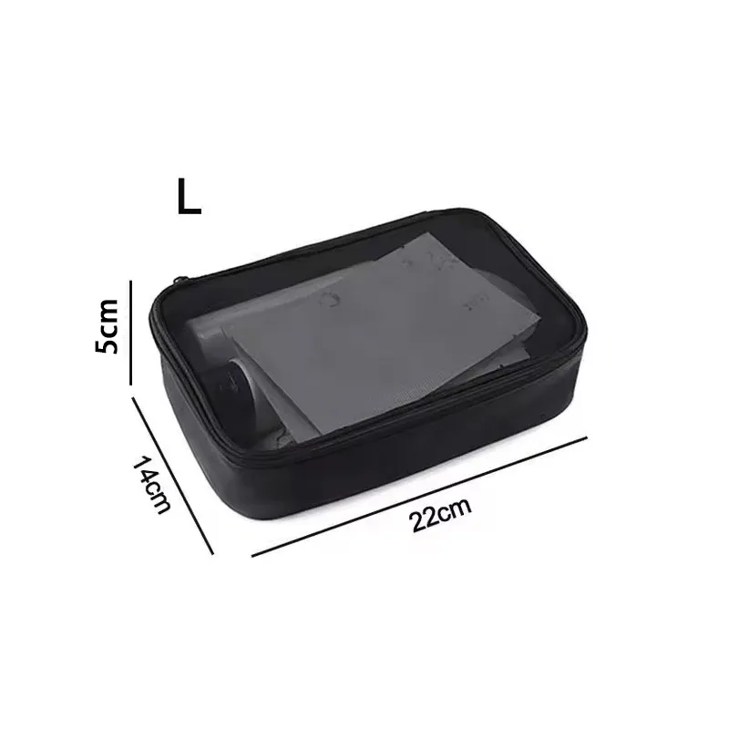 trousse polyester pvc translucide noir boîte fermeture éclair maquillage voyage cosmétique sacs rangement mini portatile