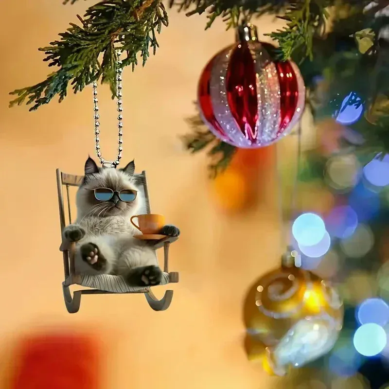 nouveau porte-clés pendentif sac à dos en acrylique motif chat mignon, breloque créative pour voiture, accessoires de sac, cadeau