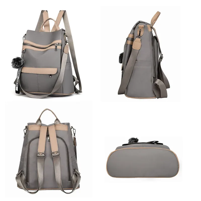 sac à dos antivol 3 en 1 de haute qualité pour femmes, sacs à bandoulière oxford imperméables, sacs d'école pour adolescentes, sac de voyage