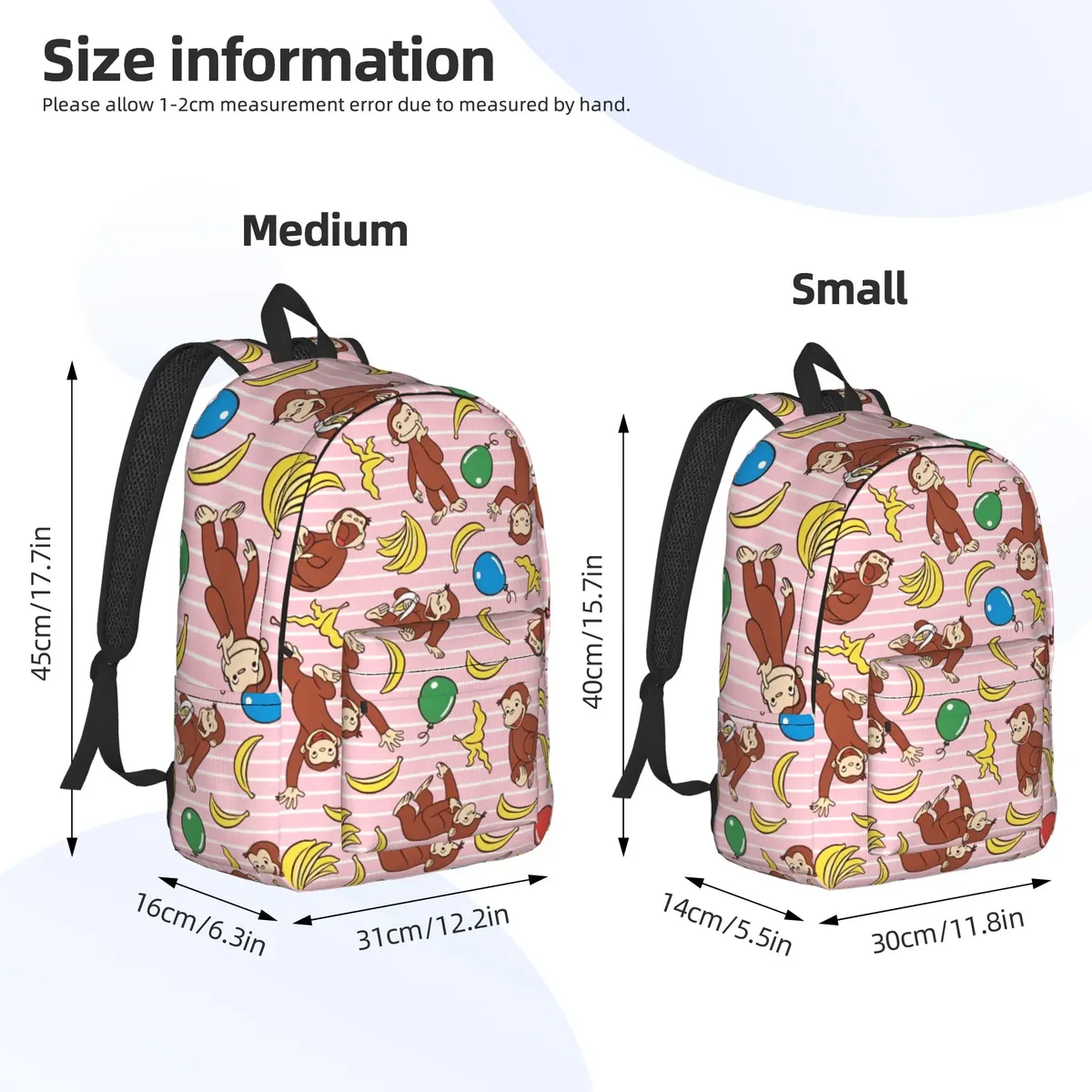 sac à dos pour adolescents curious george monkey cartoon, sac à dos de sport, de randonnée, de voyage, série télévisée, sac à dos unisexe, sacs en toile pour ordinateur