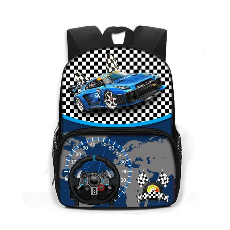 sac à dos imprimé dessin animé de police, voiture, bus, pelle, camion, sac de jour pour enfants, sac de livre pour écoliers de maternelle