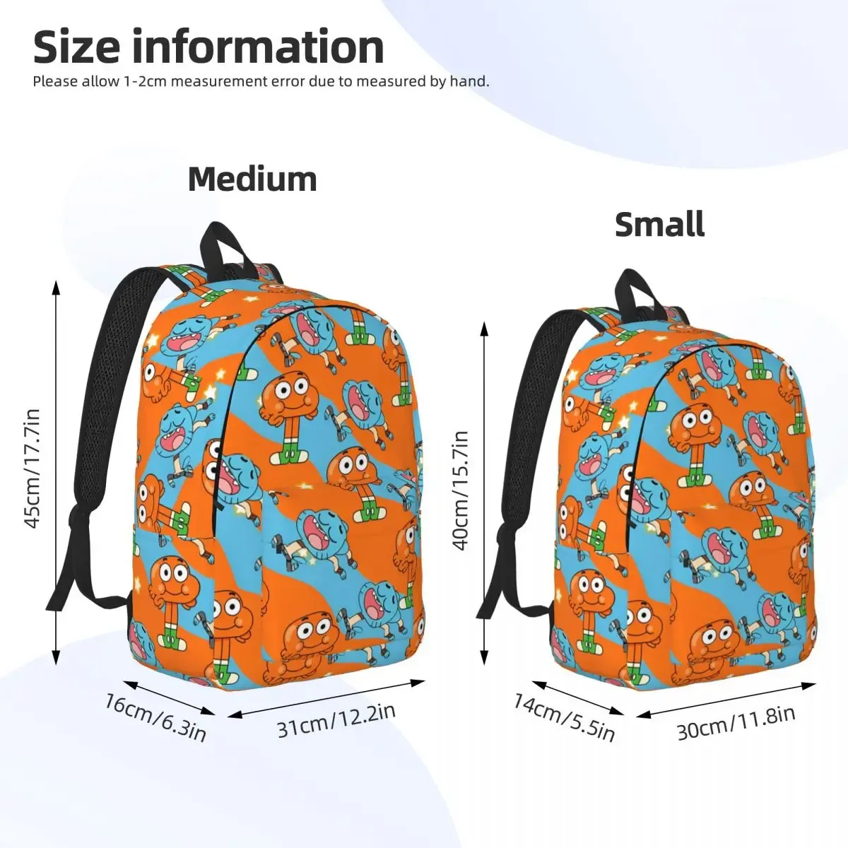 gumball darwin visage mode sac à dos sport lycée affaires jeu vidéo sac à dos pour hommes femmes ordinateur portable toile sacs