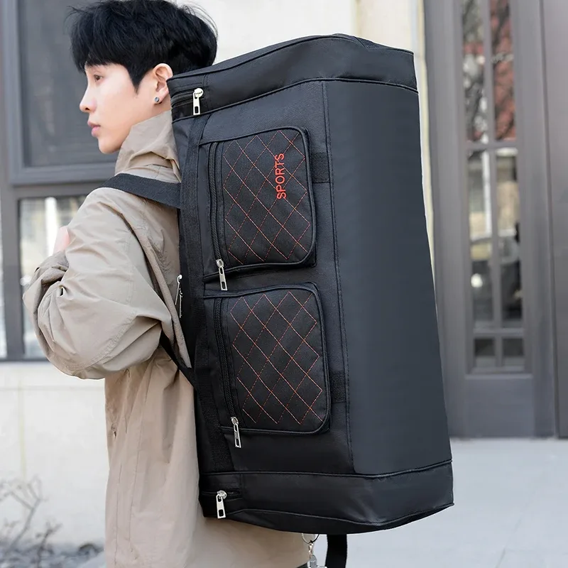sac polochon de voyage en nylon pour homme, sac à main de grande capacité, bagage de transport extérieur portable, sac de sport pratique pour le week-end masculin, questionpratique