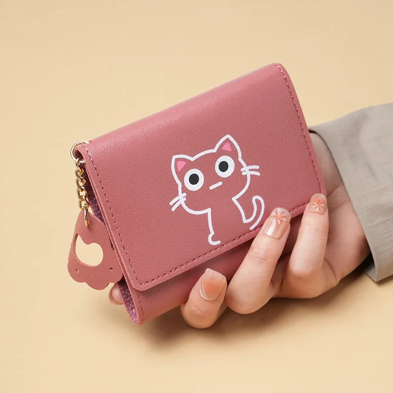nouveau sac à main de style court femme mode petit étudiant poche sac à main mignon grande capacité multi-carte portefeuille