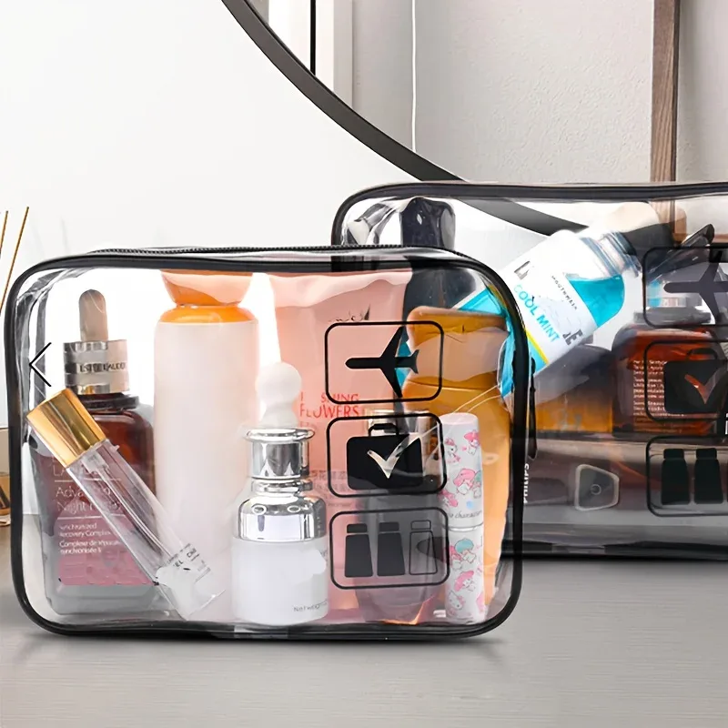 pochette à cosmétiques 3 pièces, sacs de toilette transparents, sac de toilette compatible avec la compagnie aérienne aéroport, trousse de toilette de voyage pratique fa