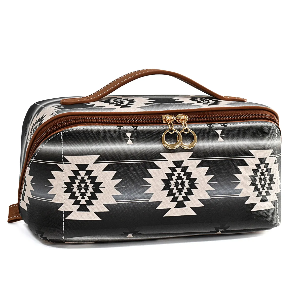 sac à cosmétiques en cuir pu bohème, grande capacité, trousse de maquillage, organiseur de voyage pour articles de toilette