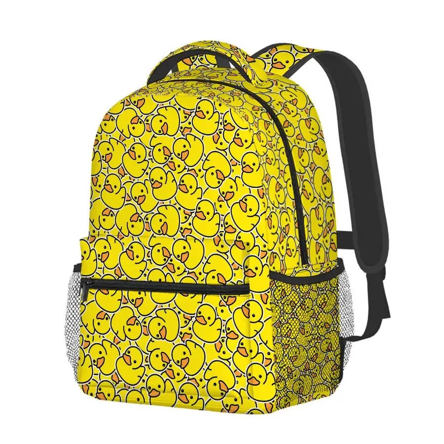 Meilleurs cadeaux pour garçons et filles, sac à dos scolaire en forme de canard jaune 2D, dessin animé, doublure en polyester imperméable, design élégant et tendance pour enfants
