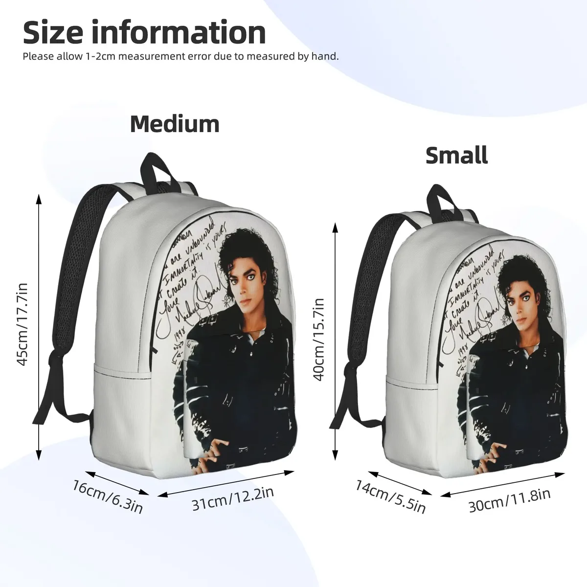 sac à dos vintage de la collection « retour à l’école », style pop, avec l’effigie de michael jackson, idéal pour les étudiants et pour ranger les collations.