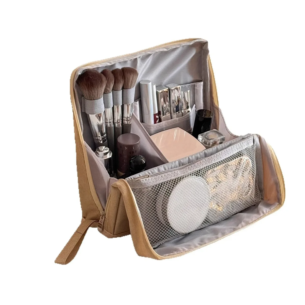 sac de maquillage vertical pour femmes, sac de rangement de soins de la peau de grande capacité debout, organisateur cosmétique multi-compartiments partiqué