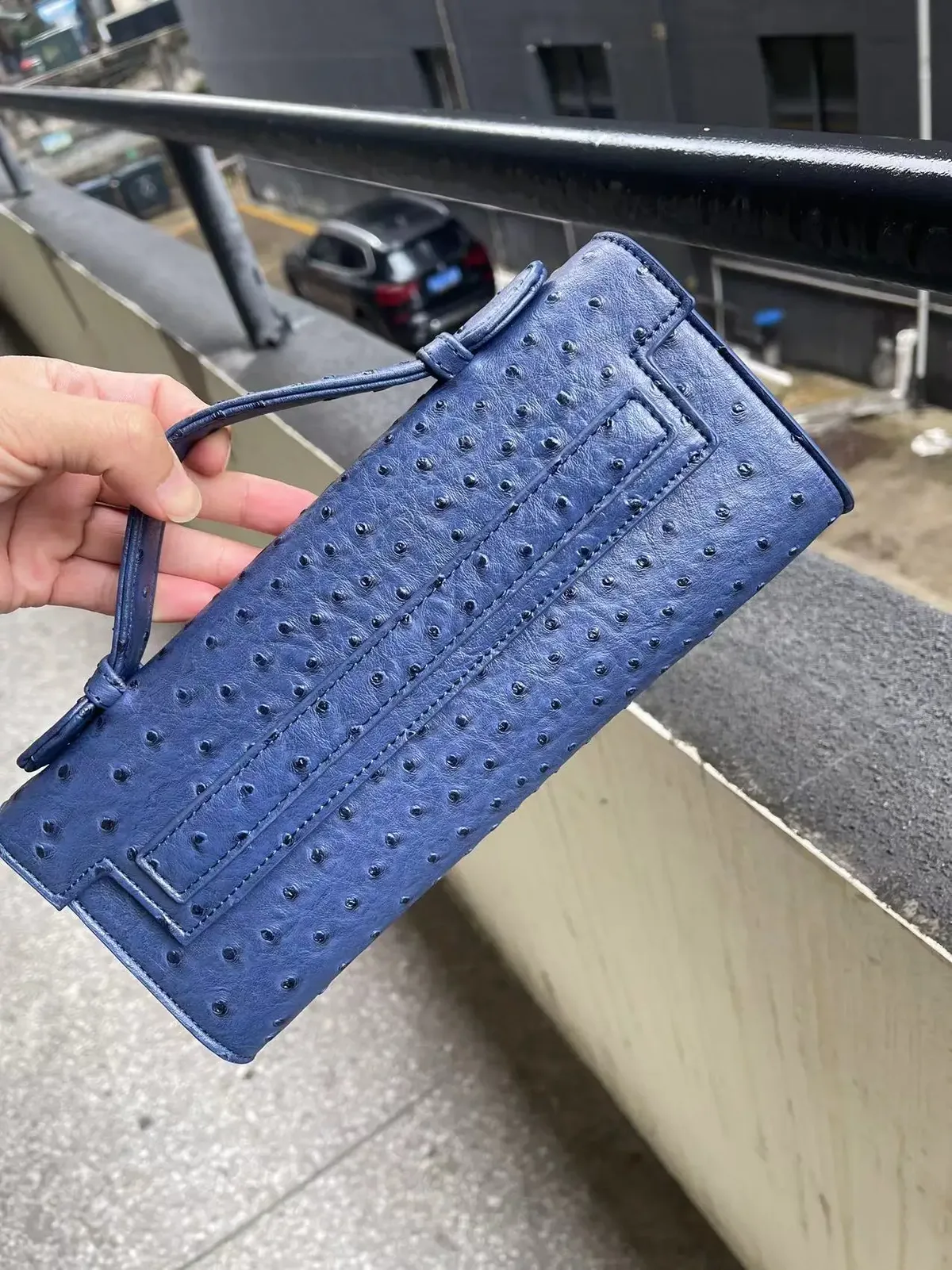 xmessun personnalisé motif d'autruche longue pochette en cuir pu sac fourre-tout de fête de haute qualité sacs à main de créateur ins sac à la mode