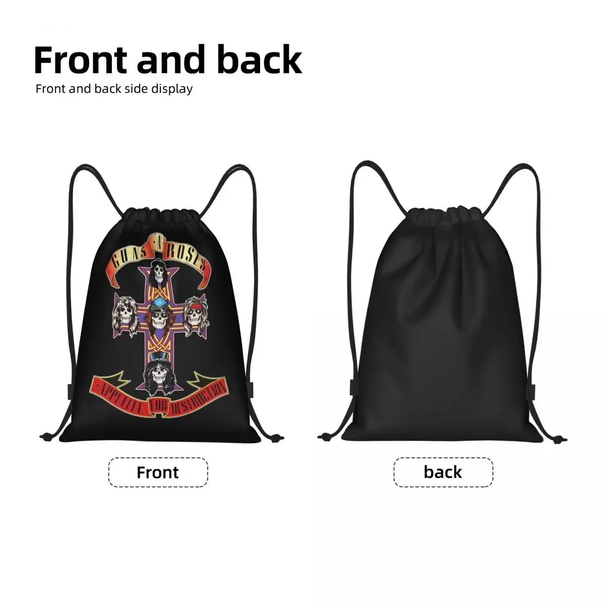 hard rock band guns n roses sac à dos à cordon femmes hommes gym sport sac à dos portable balle logo sac à provisions sac