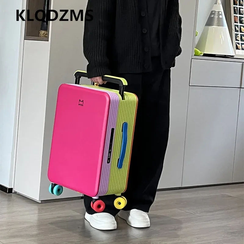 klqdzms – bagages de voyage 20 "24 pouces, boîte de cabine en abs + pc, valise à roulettes de grande capacité pour femmes, valise de cabine à roulettes universelles