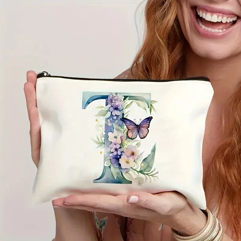 trousse de maquillage pour femme a-z lettre motif créatif sacs de maquillage sac de rangement sacs à fermeture éclair pochette de maquillage