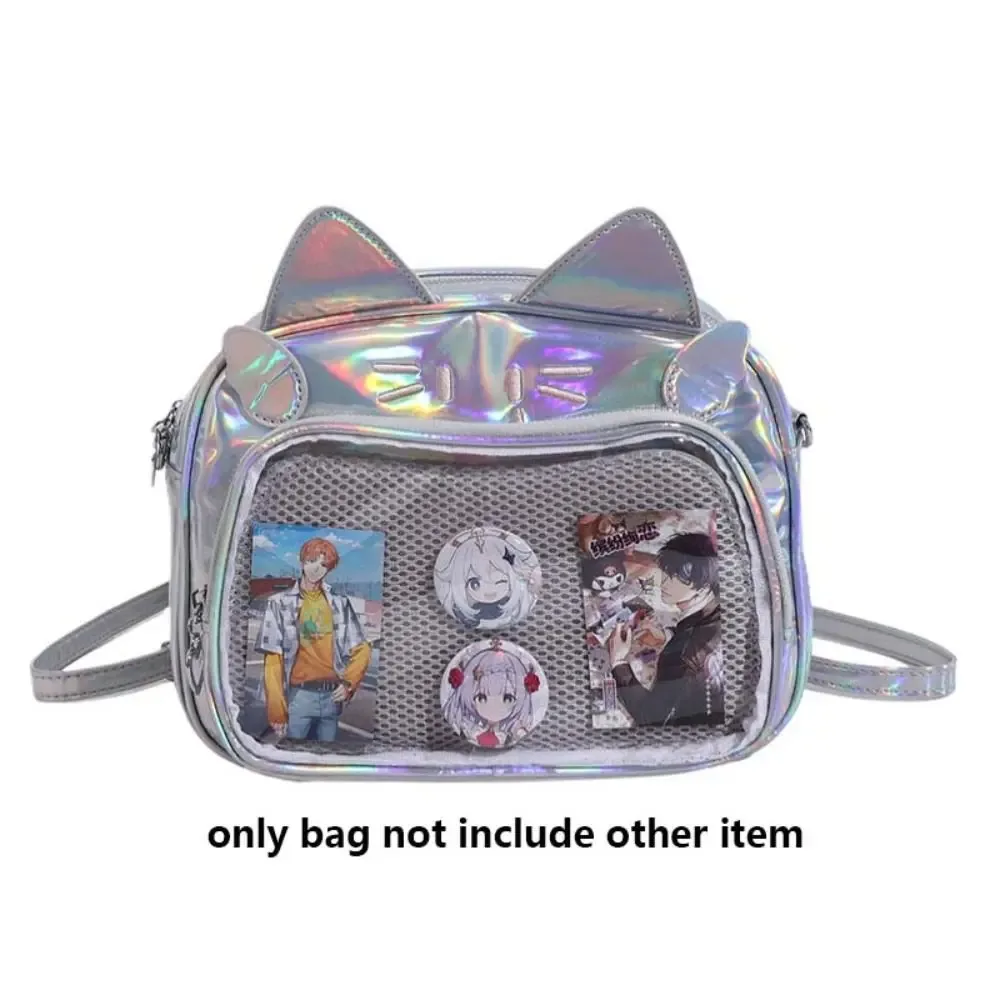 sac à fermeture éclair mignon, sac itabag chat kawaii en pu et coton, pochette transparente, portefeuille, sac pour petits objets, sacs à dos de mode, voyage