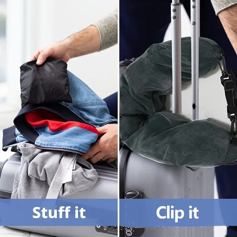 oreiller de voyage pliable, coussin de soutien cervical multifonctionnel, oreiller léger et portable pour les voyages en avion et en voiture.