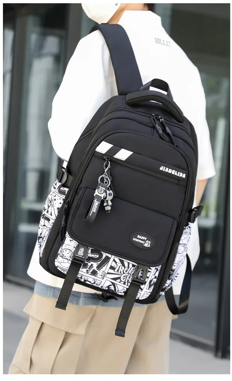 sac à dos pour adolescents avec pendentif, motif camouflage graffiti, sac à bandoulière pour garçons, sac d'école imperméable, sacs à dos de sport et de voyage