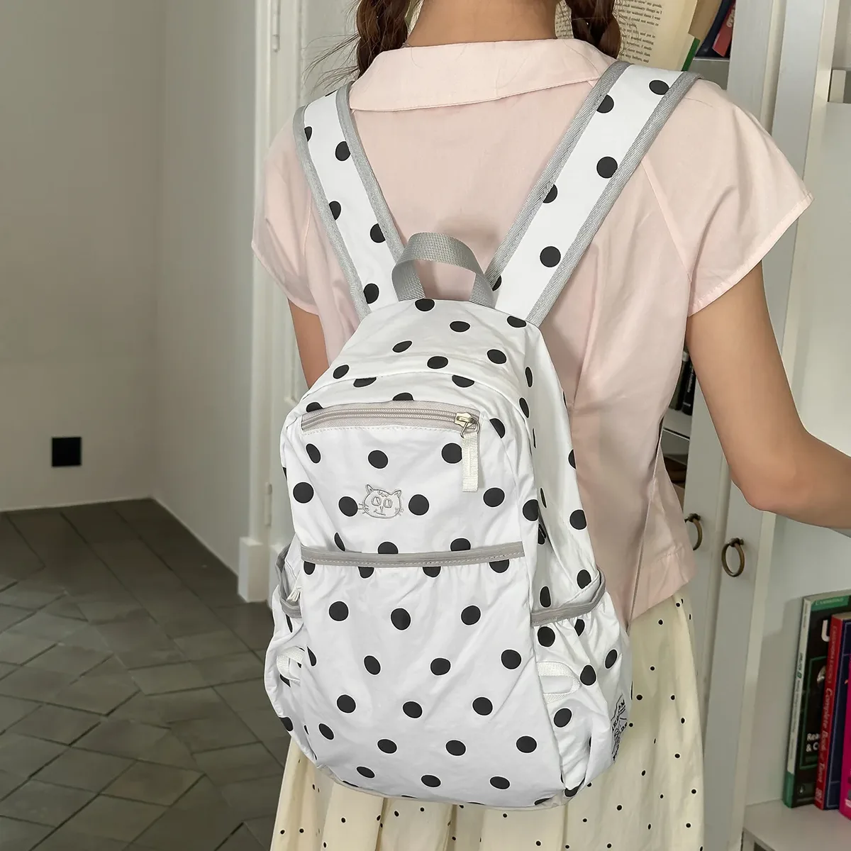 sac à dos à pois pour femmes, sac à dos de voyage en nylon, sacs d’école de grande capacité pour adolescentes, sacs à bandoulière de créateur.