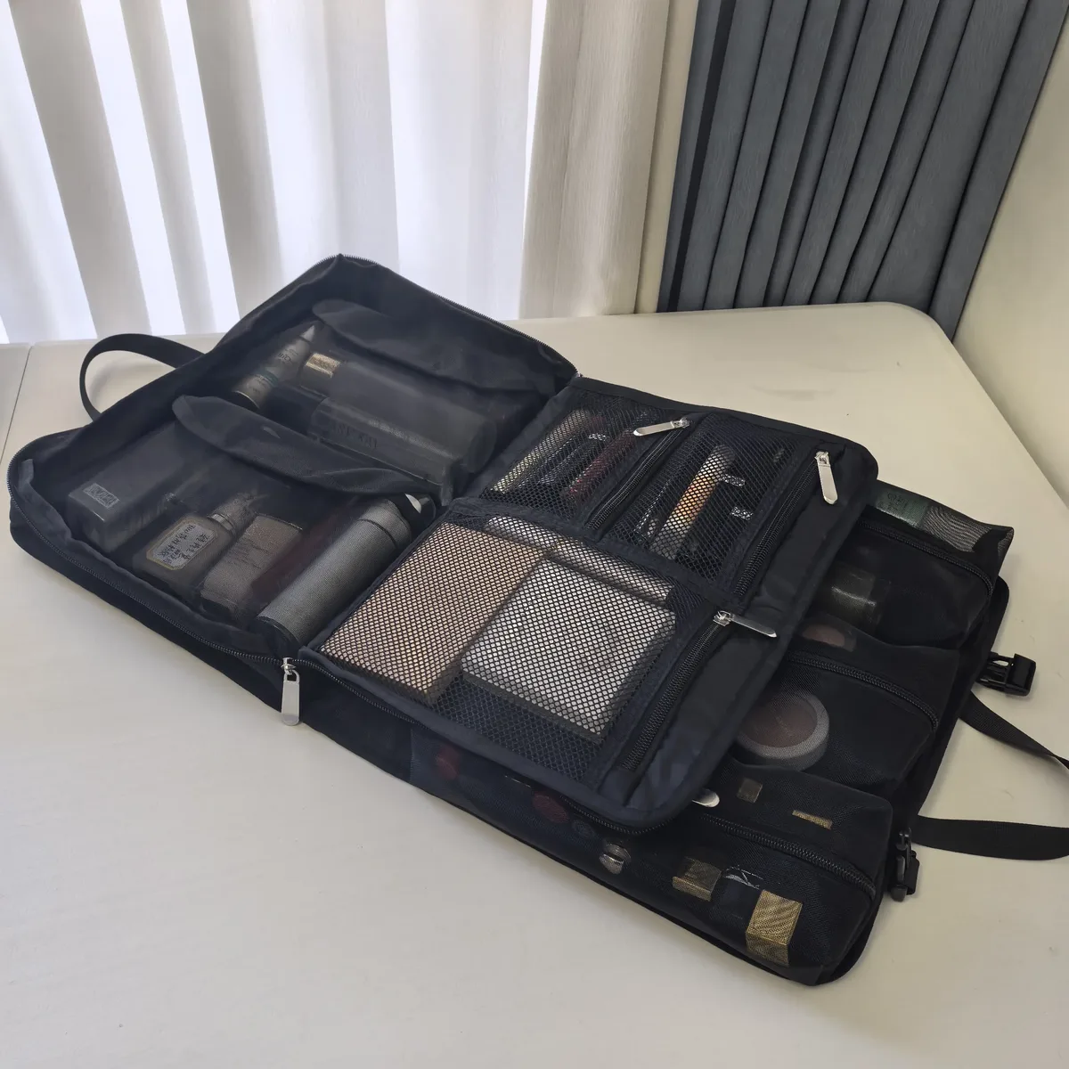 sac de maquillage professionnel, grande capacité, organiseur de cosmétiques portable avec sangle de transport, étui de maquillage pour mariage et mariée