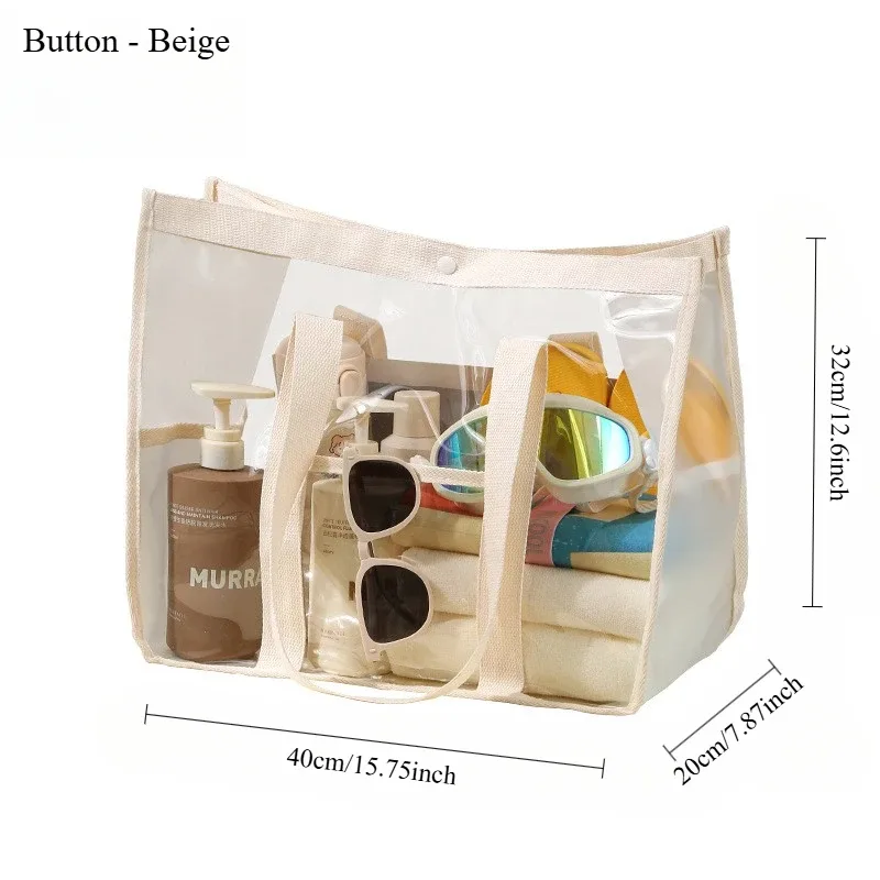 sac de rangement transparent à fermeture éclair avec poignée, grand organisateur de voyage pour la maison et les déplacements, design durable et pratique